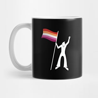 LGBTQ Bigfoot Rock On Progressive Pride Lesbian Flag Mug